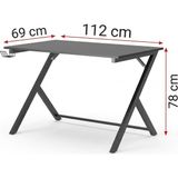Homedora Modern x Ayaklı Bilgisayar ve Oyuncu Masası – Siyah Çalışma Masası – Kulaklık Askılı – 120 cm