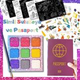 HomedU Simli Suluboya Seti ve Pasaport Aktivitesi, Boyama Kağıtları, Sticker Seti ve Fırça Hediyeli