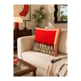 Homeilla Kırmızı Siyah Modern Desenli Kadife Dekoratif Kırlent – 40x40 cm
