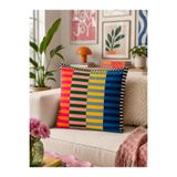 Homeilla Renk Bloklu Çizgili Kadife Dekoratif Kırlent – 40x40 cm