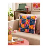 Homeilla Renkli Çiçek Desenli Kadife Dekoratif Kırlent-minder – 40x40 cm