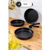 Homekolik 3'lü Tak Çıkar Saplı Granit Tava Seti - 28 cm, 30 cm, 32 cm Ergonomik & Yer Tasarruflu Tasarım