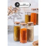 Homekolik 6’lı Ahşap Kapaklı Uzun Cam Kavanoz Seti 1500 ml – Bakliyat/makarna/un-Şeker Saklama Kabı Seti - 22