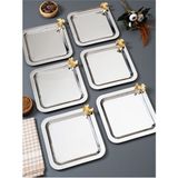 Homekolik 6’lı Tek Kelebekli Kare Metal Sunum Tepsisi Seti – Gold Detaylı Kahve Yanı Lokum/çerez Ikram Tabağı - 10 x 20 cm