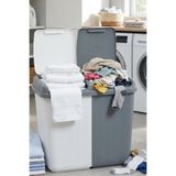 Homekolik İki Bölmeli Kirli Çamaşır Sepeti 80 Litre Büyük Boy – Kapaklı Plastik Çamaşır Sepeti 50 x 55 cm