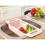Homekolik Plastik Ayarlanabilir Evye Süzgeci Pudra Renkli 48x19x8 cm Lavabo Süzgeci