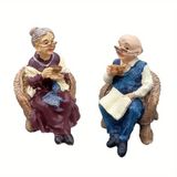 homelifestyle® Collection (Resin, Büyükanne ve Büyükbaba Heykeli Bordo & Mavi & Krem, 4 x 4 x 6,5 cm)