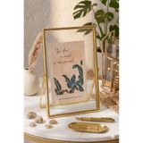 homeliva 15x20 Cm Gold Metal Çift Camlı Çerçeve Masa Duvar Fotoğraf Çerçevesi