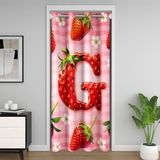 Homemissing 3D Çilek Kapı Perdesi Kapı Gizliliği için Kırmızı Çilek Dolap Örtüsü Kişiselleştirilmiş Mektup G Oda Bölücü Perde 106x203 cm Sevimli Çiçek Yatak Odası Oturma Odası Pencere Uygulamaları
