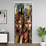 Homemissing Afro Kadın Kapı Perdesi Kapı Pencere için 86x203 cm Afrika Isı Yalıtımlı Geçici Oda Bölücüler Siyah Kız Dolap Kapağı Tribal Yatak Odası Oturma Odası Geleneksel Egzotik Tarzı Mikrofiber