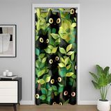 Homemissing Anime Kediler Kapı Perdesi Gizlilik Kediler Baskılı Dolap Örtüsü Yatak Odası Oturma Odası Yeşil Yapraklar Oda Bölücü Perde 150 x 203 cm Sevimli Yavru Kedi Karartması Karartma Ev Dekoru