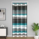 Homemissing Aqua Mavi Gri Kapı Perdesi Kapı Pencere için 150x203cm Çizgili Modern Isı Yalıtımlı Geçici Oda Bölücüler Soyut Dolap Kapağı Geometrik Yatak Odası Oturma OdasıMikrofiber