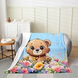 Homemissing Ayı Bulanık Battaniye Çift Kişilik 152 cm x 200 cm Sevimli Ayı Tüm Sezon Yatak Battaniyesi Karikatür Ayı Flanel Polar Battaniye Kanepe Çocuklar için Ayı Hayvan Peluş Battaniye Nefes