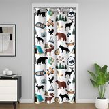 Homemissing Ayı Geyiği Klozet Örtüsü 150x203 cm Çocuklar için Kurt Odası Bölücü Perde Kılıfı Erkek Kampçı Vahşi Hayvan Avı Rustik Kabin Ülke Çiftlik Evi Kapı Perdesi Gizlilik %30-%50 Karartma