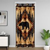 Homemissing Ayı Kapı Perdesi Kapı Perdesi Gizlilik Rustik Kabin Ülke Dolap Örtüsü Yatak Odası Oturma Odası için Batı Vahşi Hayvan Odası Bölücü Perde 86x203 cm Güneybatı Karartma Balck