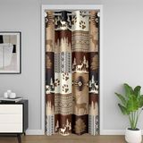 Homemissing Ayı Kapı Perdesi Kızlar Geyik Odası Bölücü Perde Örtüsü Rustik Ayı %30 -% 50 Oda Karartma Perdeleri 106x203cm Geyik Avı Güneybatı Ekose Izgara Camgöbeği Kahverengi Pencere Uygulamaları