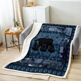 Homemissing Ayı Peluş Battaniye Çift Kişilik 152 cm x 200 cm Yabani Hayvan Polar Battaniye Erkek Kız Çocuk Rustik Kabin Ülke Sherpa Battaniye Oda Dekoru Ayı Ayak İzi Mavi Bulanık Battaniye