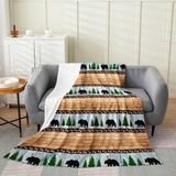 Homemissing Ayı Tüm Mevsim Yatak Battaniyesi Vahşi Hayvan Peluş Battaniye Çocuklar Erkek Kız Çocuk Odası Dekoru Framhouse Hayvanlar Flanel Polar Battaniye Çift Kişilik 152 cm x 200 cm Rustik Ahşap
