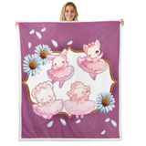 Homemissing Bale Dansçısı Balerin Polar Battaniye Bebek 75x100 cm Çocuklar Kızlar için Sevimli Ayı Kawaii Koyun Küçük Tavşan Peluş Sherpa Battaniye Yatak Kanepe Mor Rüya Hayvan Yatak Odası Dekoru