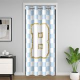 Homemissing Başlangıç Harfi B Kapı Perdesi Kapı Pencere için 132x203cm Mavi Damalı Ekose Isı Yalıtımlı Geçici Oda Bölücüler Monogram Dolap Kapağı Buffalo Check Oturma Odası Mikrofiber