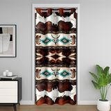 Homemissing Batı Kapı Perdesi Kapı Perdesi Gizlilik Sığır Derisi İnek Kafatası Baskılı Retro Kürk Dolap Örtüsü Boho Rustik Oda Bölücü Perde 86x203 cm Egzotik Geometrik Kararan Karartma Kovboy Şapkası