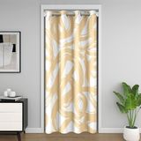 Homemissing Bej ve Beyaz Kapı Perdesi Kapı Pencere için 150x203cm Soyut Isı Yalıtımlı Geçici Oda Bölücüler Modern Geometrik Dolap Örtüsü Yatak Odası Oturma Odası Mikrofiber