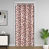 Homemissing Beyaz Kırmızı Leopar Baskı Kapı Perdesi Kapı Pencere için 86x203cm Klasik Hayvan Spot Desen Isı Yalıtımlı Geçici Oda Bölücüler Vahşi Leopar Tasarım Dolap Kapağı Modern Lüks