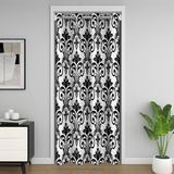 Homemissing Beyaz ve Siyah Kapı Perdesi Kapı için 132x203cm Çocuklar Retro Jakarlı Oda Bölücü Perde Kapağı Siyah Damask %30 -% 50 Oda Karartma Perdesi Vinatge Çiçekli Pencere Uygulamaları