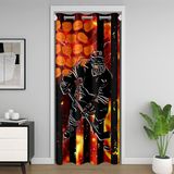 Homemissing Buz Hokeyi Kapı Perdesi Kapı Pencere için 132x213cm İtfaiye Hokeyi Oyuncu Isı Yalıtımlı Geçici Oda Bölücüler Buz Sporları Oyunları Dolap Kapağı Puck Hokey Oturma Odası Amerikan Fla