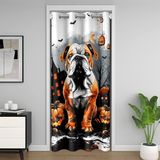 Homemissing Cadılar Bayramı Balkabağı Kapı Perdesi Gizlilik 106x203 cm Köpek %30 -%50 Oda Karartma Kapı Perdeleri Yetişkin Çocuklar için Siyah Yarasa Odası Bölücü Perde Korku Kalesi Pencere