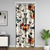 Homemissing Cadılar Bayramı Kapı Perdesi Kapı Pencere 150x203cm Gotik Kafatası Isı Yalıtımlı Geçici Oda Bölücüler Kabak Dolap Örtüsü Gül Çiçekli Yatak Odası Oturma Odası Mikrofiber