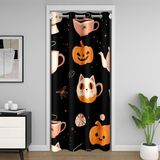 Homemissing Cadılar Bayramı Kapı Perdesi Kapı Perdesi 132 x 203 cm 1 Panel Çocuklar Kabak Hayaletleri %30 -%50 Oda Bölücü Perde Erkek Kız Gençler için Sevimli Kediler Dolap Örtüsü Yatak Odası Oturma