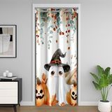 Homemissing Cadılar Bayramı Kapı Perdesi Kapı Perdesi 150 x 203 cm 1 Panel Sonbahar Kabak %30 -%50 Oda Bölücü Perde Hayaletler Yapraklar Yatak Odası Oturma Odası için Dolap Örtüsü Turuncu Beyaz