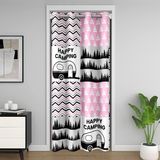 Homemissing Camper %30-50% Oda Karartma Perdesi Mutlu Kamp Kapı Perdesi Erkek Kız Gençler için Şerit Çizgiler Oda Bölücü Perde Kılıfı 86 x 203 cm Alev Baskılı Ekose Pembe Pencere Uygulamaları