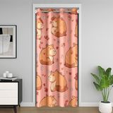 Homemissing Capybara Kapı Perdesi Kapı Perdesi Gizlilik Mini Çiçekli Dolap Örtüsü Kalp Desenli Oda Bölücü Perde 106 x 213 cm Romantik Hayvan Temalı Yatak Odası Oturma Odası Rustik Yaban Hayatı Pencere