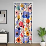 Homemissing Çiçek Dolap Kapı Örtüsü Yatak Odası için Perde 106 x 203 cm Haşhaş Flroal Kapı Perdesi Kapının Gizliliği için Botanik Odası Bölücü Perde Örtüsü Doğal Tema Kırmızı Mavi Pencere Uygulamaları