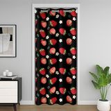 Homemissing Çilek Kapı Perdesi Kapı Pencere 132 x 203 cm Sevimli Isı Yalıtımlı Geçici Oda Bölücüler Yaz Dolap Örtüsü Kawaii Yatak Odası Oturma Odası Mikrofiber