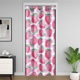 Homemissing Çilek Kapı Perdesi Kapı Perdesi Gizlilik Pembe Çizgili Dolap Kapı Örtüsü Perde Yatak Odası Oturma Odası için 86x203 cm 1 Panel Karikatür Tarzı Oda Bölücü Perde Örtüsü Sevimli Meyve