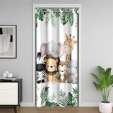 Homemissing Çocuk Hayvanat Bahçesi Hayvanları Kapı Perdesi Gizlilik Fil Zürafa Dolap Örtüsü Yatak Odası Oturma Odası Palmiye Yaprağı Oda Bölücü Perde 150 x 203 cm Çocuklar ve Erkekler Gençler için