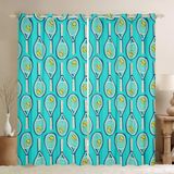 Homemissing Çocuk Tenis Perdeleri Oturma Odası için (2 Panel, G 46*U 54) Spor Temalı Karartma Perdeleri Erkek Kız Top Oyunu için Deniz Mavisi %30 - %50 Karartma Perdeleri Kadın Erkek Pencere