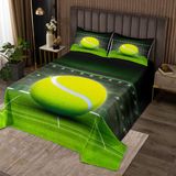 Homemissing Çocuk tenis topu kapitone yatak örtüsü 3D top kapitone örtü erkek kız kadın erkek tenis spor yatak seti atlet rekabetçi örtü seti kral boyutu