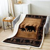 Homemissing Çocuklar Ayı Polar Battaniye Rustik Ayı Sherpa Battaniye Çift 152 cm x 200 cm Erkek Kız Çocuk Gençler Yatak Odası Dekoru Ayı Vahşi Hayvan Peluş Battaniye Çiftlik Evi Temalı Bulanık
