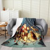 Homemissing Çocuklar Geyik Geyiği Flanel Polar Battaniye Kraliçe 225 x 220 cm Mutlu Noeller Peluş Battaniye Erkek Kızlar için Noel Baba Tavşan Köpek Bulanık Battaniye Noel Ağacı Kış Teması Mutlu