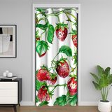 Homemissing Çocuklar için Çilek Kapı Perdesi Kapı Perdesi Gizlilik 106x203 cm 1 Panel Botanik Çilek Dolap Örtüsü Erkek Kız Botanik Doğa Temalı Yatak Odası Dekoru Sevimli Meyve Odası Bölücü Perde