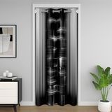 Homemissing Çocuklar için Gri ve Siyah Kapı Perdesi Kapı Perdesi Ombre %30 -% 50 Oda Karartma Perdesi 150x203 cm Ombre Efektleri Oda Bölücü Perde Geometrik Kare Şerit Hatları Pencere Uygulamaları