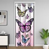 Homemissing Çocuklar için Kelebek Kapı Perdesi Kapı Perdesi Gizlilik 106x203 cm Kelebekler Baskılı Dolap Kapı Örtüsü Perde Dekoru Vahşi Hayvan Odası Bölücü Perde Örtüsü Beyaz Pembe Pencere