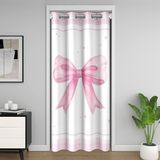 Homemissing Çocuklar için Pembe Fiyonklu Kapı Perdesi Kapı Gizliliği için 86x203 cm 1 Panel, Sevimli Koket Fiyonklu Düğüm Odası Bölücü Perde Prenses Tarzı Dolap Örtüsü Erkek Kız Fiyonk Yatak Odası