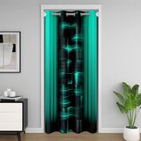Homemissing Çocuklar için Yeşil ve Siyah Kapı Perdesi Kapı Perdesi Ombre %30 -% 50 Oda Karartma Perdesi 106x203 cm Ombre Efektleri Oda Bölücü Perde Geometrik Kare Şerit Hatları Pencere Uygulamaları
