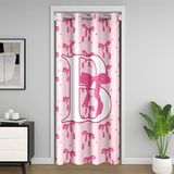 Homemissing Coquette Pembe Fiyonklu Kapı Perdesi Kapı Pencere için 106x213cm İlk Harf Yay B Isı Yalıtımlı Geçici Oda Bölücüler Prenses Dolap Örtüsü Yatak Odası Oturma Odası Mikrofiber