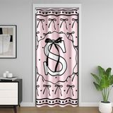 Homemissing Coquette Pembe Ilmek Kapı Perdesi Kapı Pencere için 132x203cm İlk Harf Yay S Isı Yalıtımlı Geçici Oda Bölücüler Prenses Monogramlı Dolap Kapağı Oturma Odası Mikrofiber